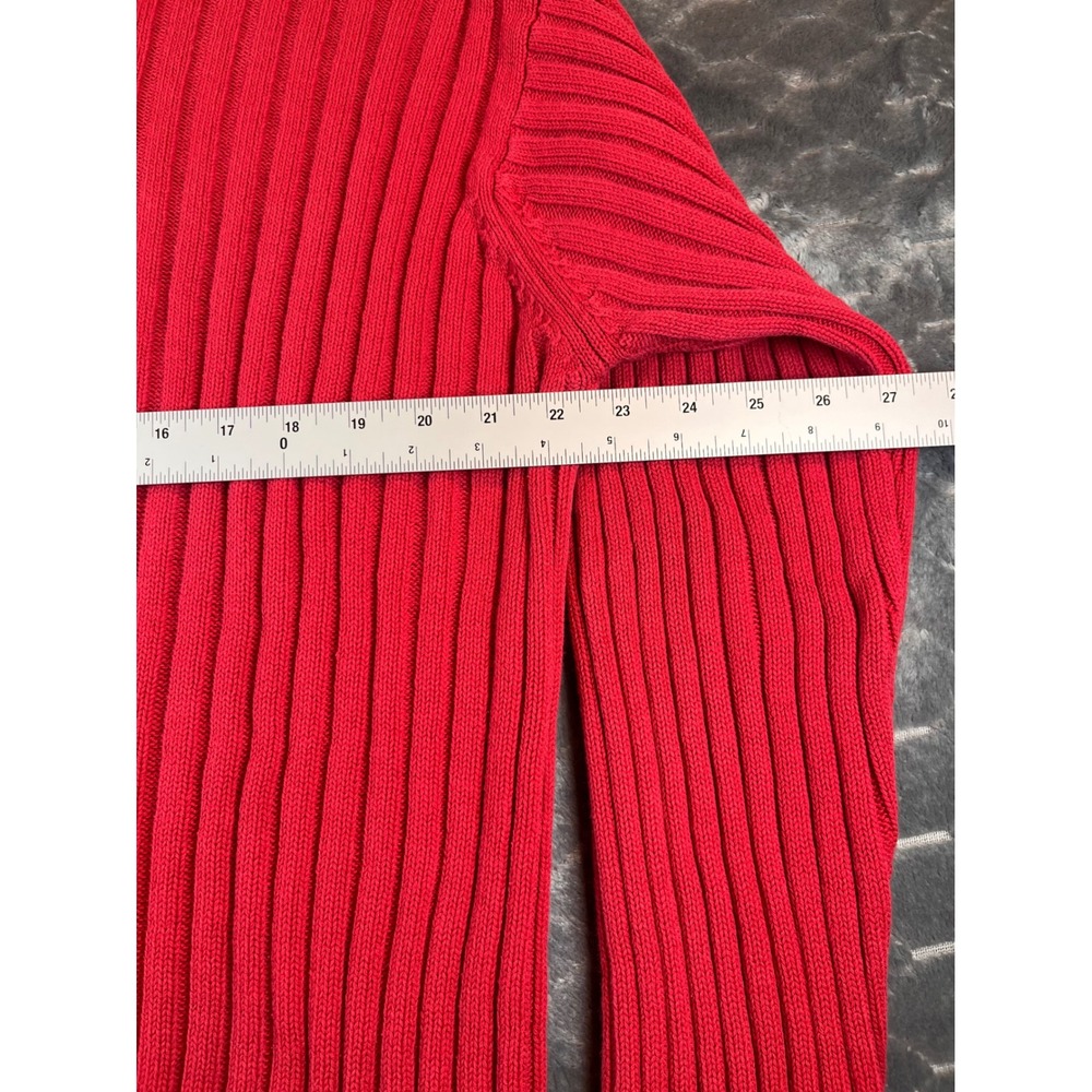 Facconable Red Ribbed V Neck Cotton Sweater Mens XL Made in Italy - Picture 5 of 7